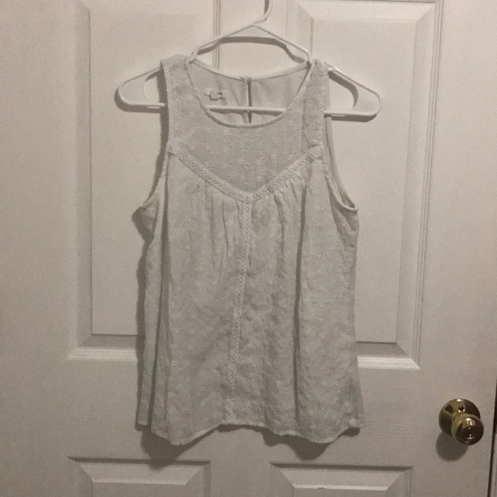 White Eyelet Patterned Tank from Maurices